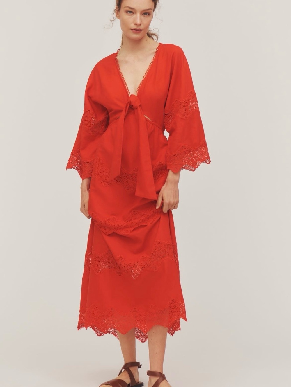 FARM RIO x Anthropologie V-Neck Tie-Front
Midi Dress - NWT - Picture 1 of 8